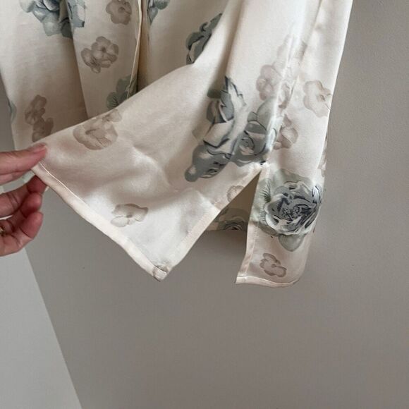 Vintage Pura Seta Silk Floral Button Front Tunic Top L Womens Boho Coastal Beach - Picture 8 of 10